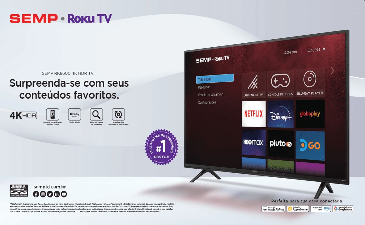 TV RK8600 da SEMP ganha novo tamanho de tela