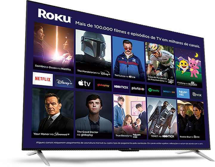 TV com menu Roku